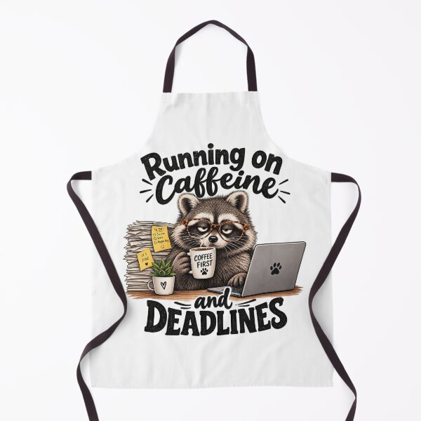 Item preview, Running on Caffeine Raccoon Coffee Funny Work Design designed and sold by PlumArtDesign.