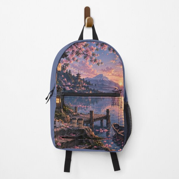 Item preview, Sakura Sunset at Mount Fuji – Japanese Lake Landscape designed and sold by H-Tsvetkova.