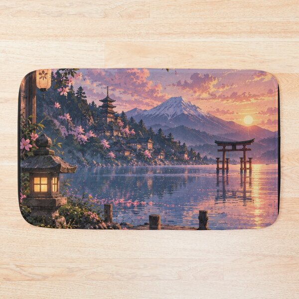 Item preview, Sakura Sunset at Mount Fuji – Japanese Lake Landscape designed and sold by H-Tsvetkova.