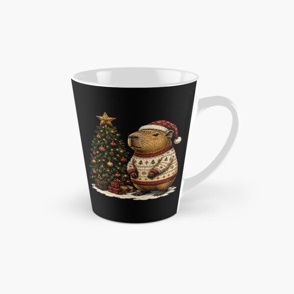 Item preview, capybara with santa christmas tree winter animals designed and sold by JazmineMosley.