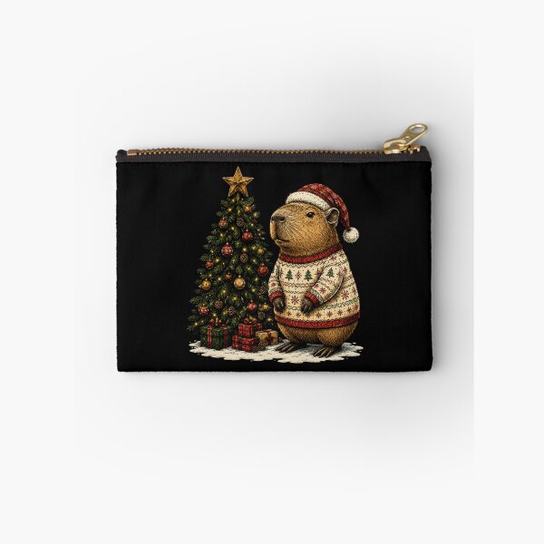 Item preview, capybara with santa christmas tree winter animals designed and sold by JazmineMosley.