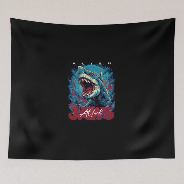 Item preview, Sci Fi Deep Ocean Shark Monster Attack Poster designed and sold by BurrellFournier.