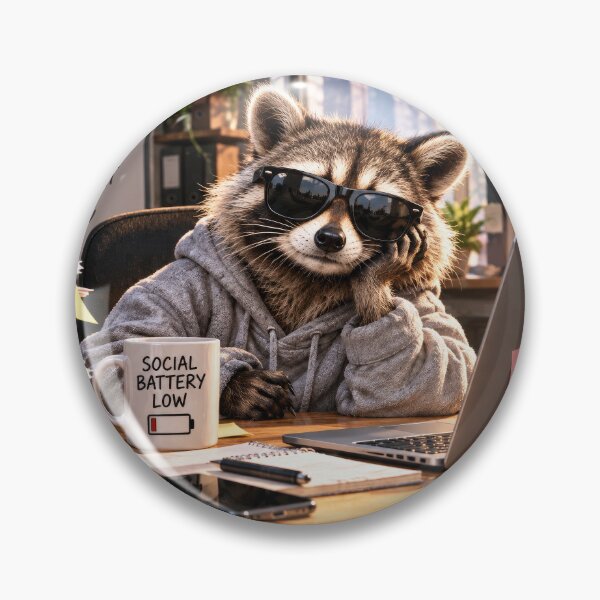 Item preview, Social Battery Low Raccoon – Funny Introvert Office Humor designed and sold by PlumArtDesign.