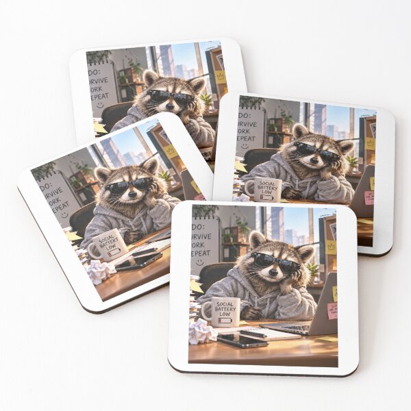 Item preview, Social Battery Low Raccoon – Funny Introvert Office Humor designed and sold by PlumArtDesign.