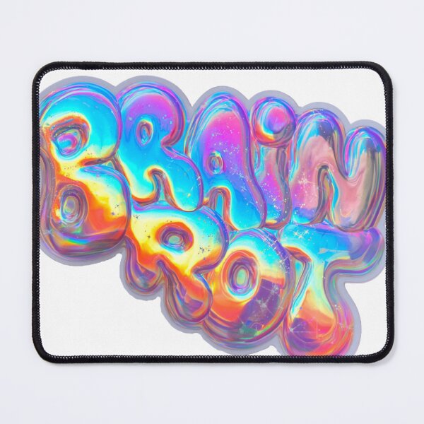 Item preview, Brain Rot Iridescent Bubble Text Internet Meme designed and sold by NicolasGlowArt.
