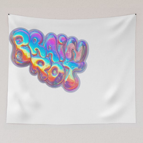 Item preview, Brain Rot Iridescent Bubble Text Internet Meme designed and sold by NicolasGlowArt.
