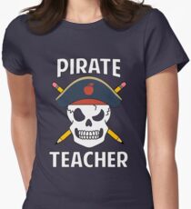 Pirate Teacher Funny School Halloween Costume Gag Gift Women's Fitted T-Shirt