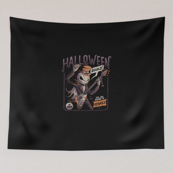 Item preview, Spooky Skeleton Rock Guitarist Halloween Poster designed and sold by BurrellFournier.