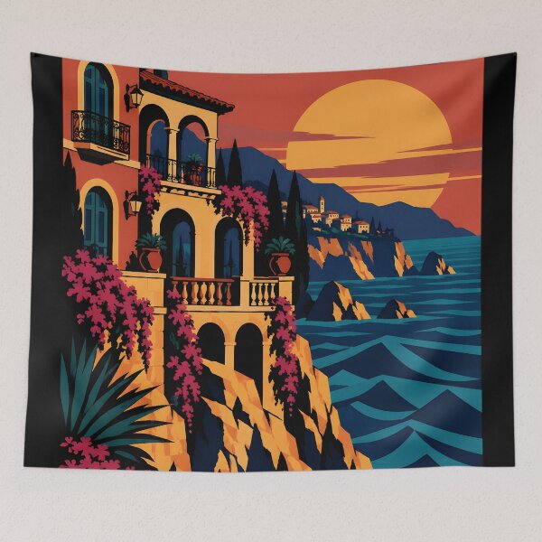 Item preview, Coastal Villa Silhouette designed and sold by DrawingAndText.