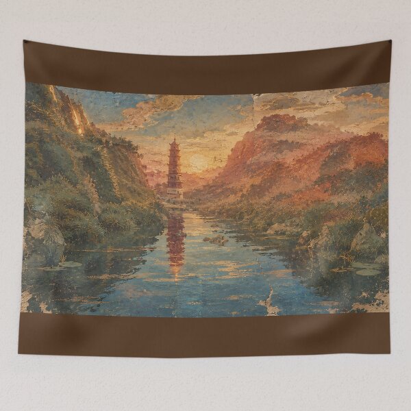 Item preview, Series The Glow of the Pagoda Part 6 The Traveler’s Path.(Ancient Mural) designed and sold by MaxDreamsArt.
