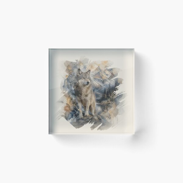 Item preview, Gray Wolf Watercolor Mountains Wilderness designed and sold by pASob-dESIGN.