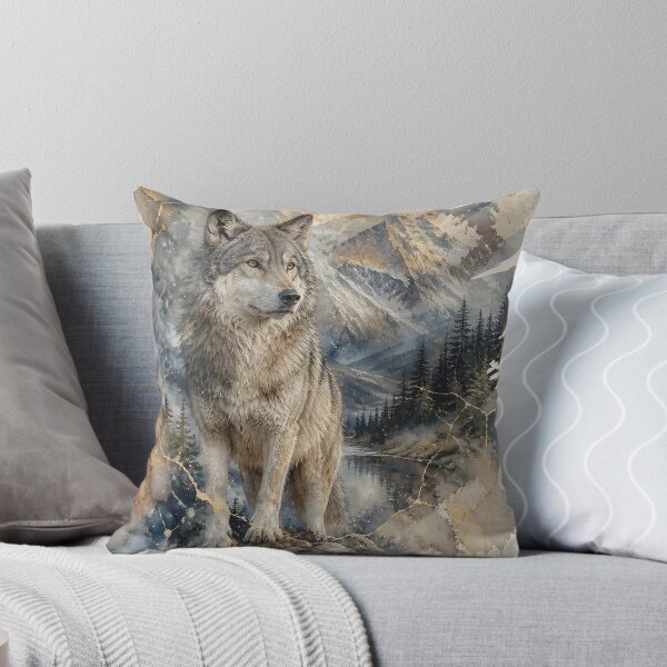 Item preview, Gray Wolf Watercolor Mountains Wilderness designed and sold by pASob-dESIGN.