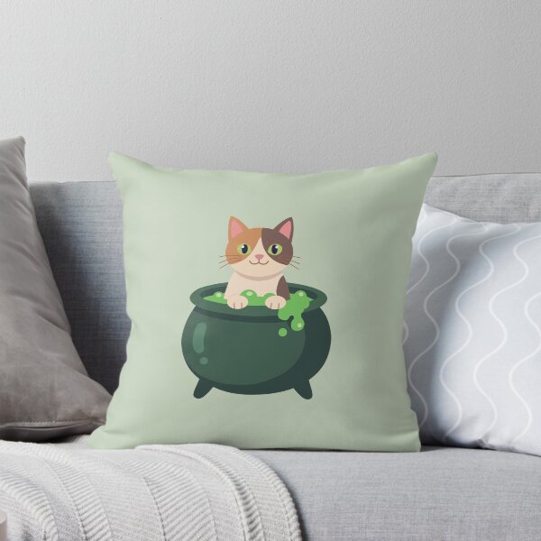 Item preview, Kawaii Calico Cat in Magic Witch Cauldron Halloween Art designed and sold by fadiyahmp.