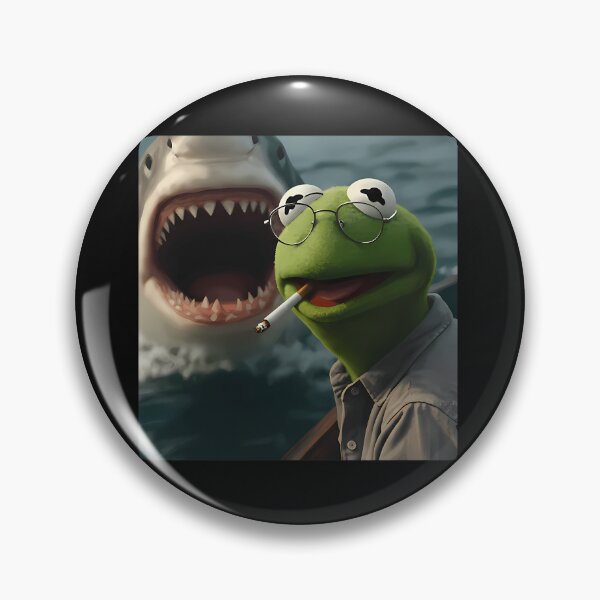 Item preview, Kermit Frog Smoking Cigarette Great White Shark designed and sold by BellaGraphicCo.