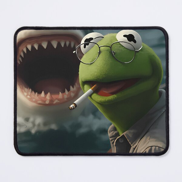 Item preview, Kermit Frog Smoking Cigarette Great White Shark designed and sold by BellaGraphicCo.