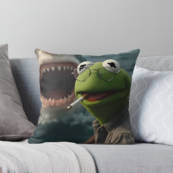 Item preview, Kermit Frog Smoking Cigarette Great White Shark designed and sold by BellaGraphicCo.