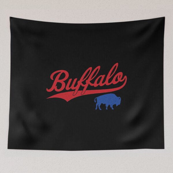 Item preview, Buffalo Script Red Swoop Blue Buffalo Mascot Art designed and sold by sandylel.