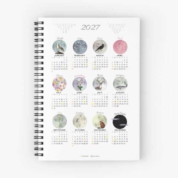 Item preview, 2027 Full Moon Names Calendar – Traditional & Artistic designed and sold by FarnwirbelArt.