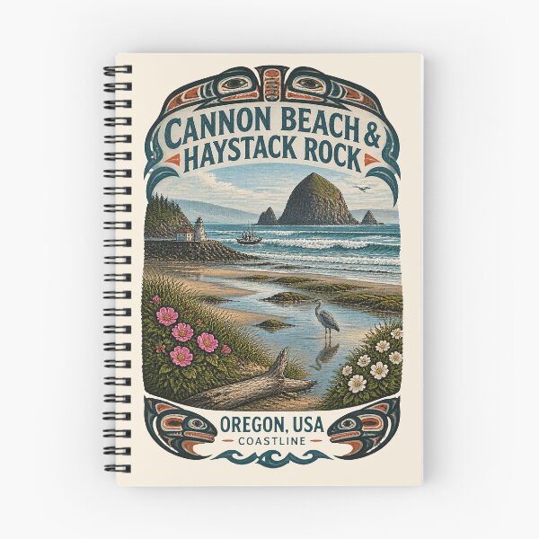 Item preview, Cannon Beach & Haystack Rock, Oregon, USA [Woodcarving Style] designed and sold by elektronen.
