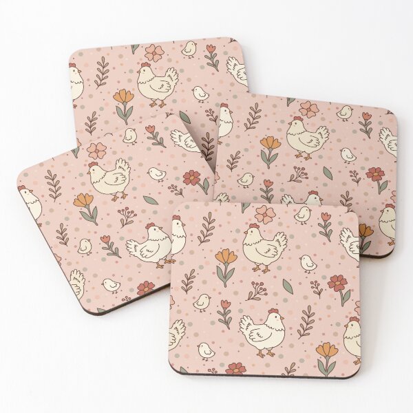 Item preview, Chickens and Flowers on Pink designed and sold by Foximsy.