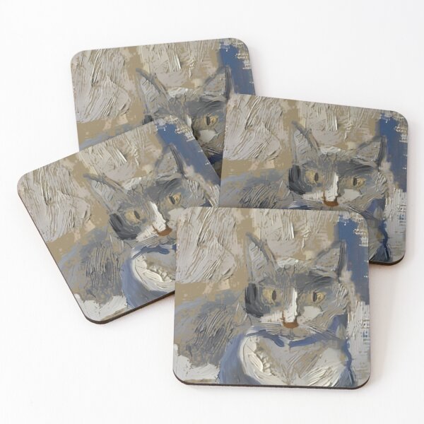 Item preview, Textured Cat Portrait Impressionist Oil Painting designed and sold by RealmCanvas.