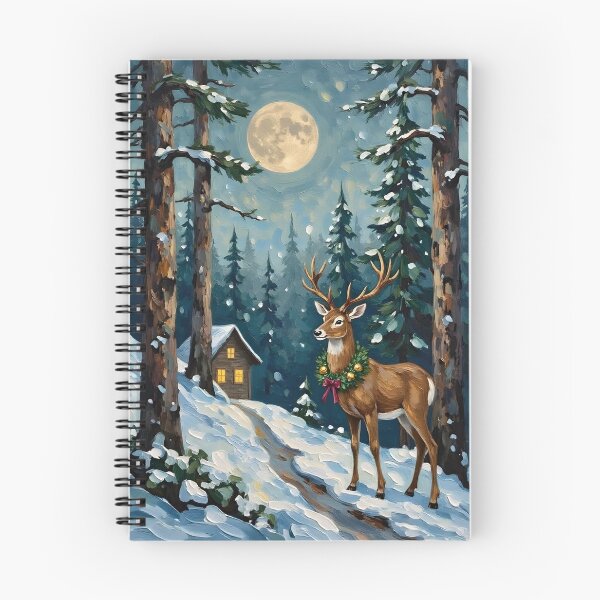 Item preview, Winter Deer in Full Moon Forest Oil Painting Style designed and sold by Connys Colorful World.