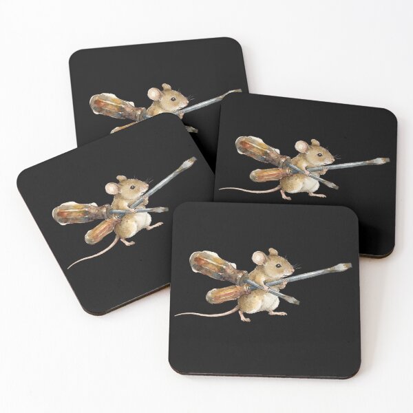 Item preview, Cute Watercolor Mouse Holding Screwdrivers Handyman Art designed and sold by bvdesignart.