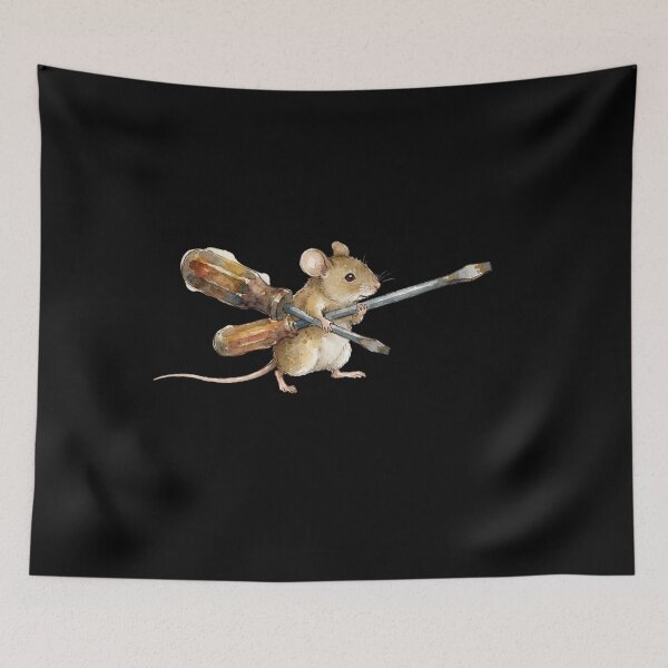 Item preview, Cute Watercolor Mouse Holding Screwdrivers Handyman Art designed and sold by bvdesignart.