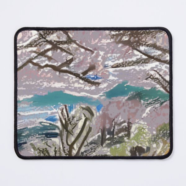 Item preview, Cherry Blossom Branches Winter Landscape Oil Painting designed and sold by RealmCanvas.