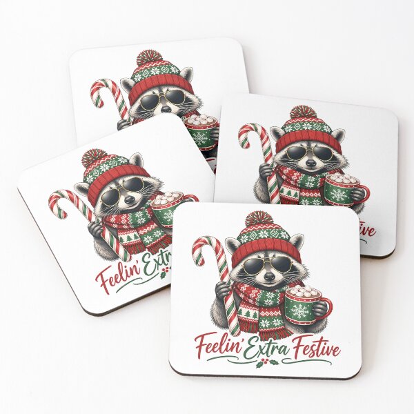 Item preview, Feelin Extra Festive Christmas Raccoon Candy Cane Cocoa Comfort Colors  For Men Women Music designed and sold by OldSchoolCubak.