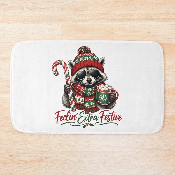 Item preview, Feelin Extra Festive Christmas Raccoon Candy Cane Cocoa Comfort Colors  For Men Women Music designed and sold by OldSchoolCubak.