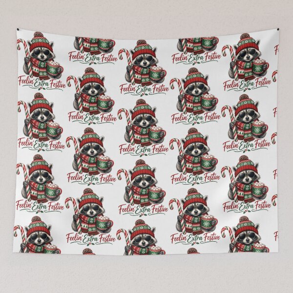 Item preview, Feelin Extra Festive Christmas Raccoon Candy Cane Cocoa Comfort Colors  For Men Women Music designed and sold by OldSchoolCubak.