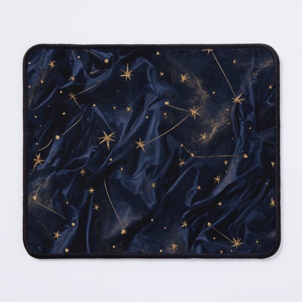 Item preview, Celestial Gold Stars Navy Satin Pattern designed and sold by charmaroundyou.