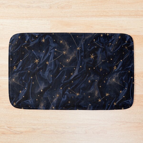 Item preview, Celestial Gold Stars Navy Satin Pattern designed and sold by charmaroundyou.