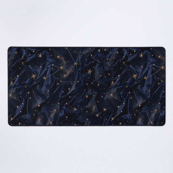 Item preview, Celestial Gold Stars Navy Satin Pattern designed and sold by charmaroundyou.