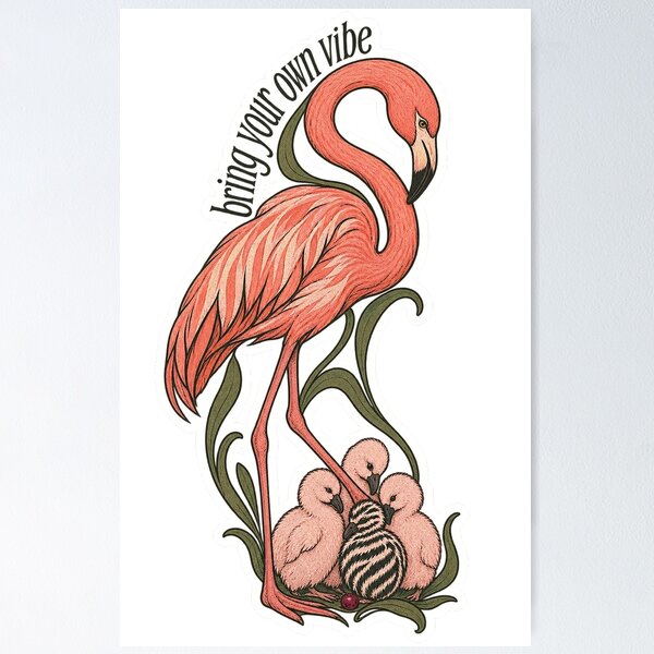 Item preview, Bring Your Own Vibe Flamingo Family designed and sold by NuretroStudio.