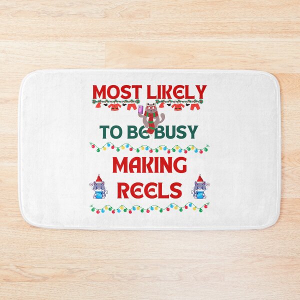 Item preview, Most Likely To Be Busy Making Reels - Funny Christmas Cat designed and sold by Hased-fghrton.