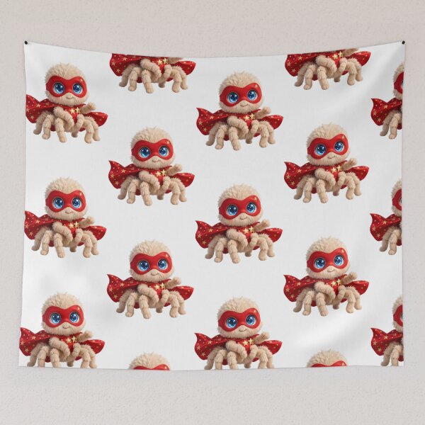 Item preview, Cute Baby Spider Hero Galaxy Eyes - Kawaii Fluffy Spider Superhero Red Cape Gold Stars - Adorable Spider Hero Kids Birthday designed and sold by HoMya.