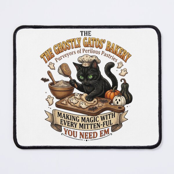 Item preview, The Ghostly Gatos Bakery - Spooky Black Cat Baker designed and sold by designwiss.