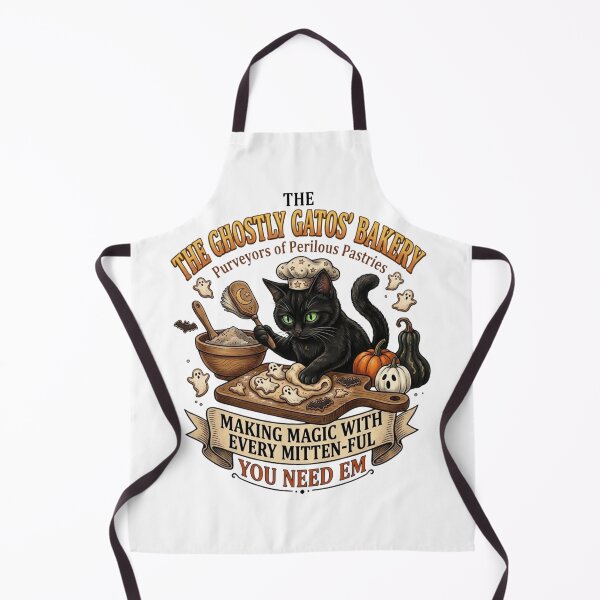 Item preview, The Ghostly Gatos Bakery - Spooky Black Cat Baker designed and sold by designwiss.