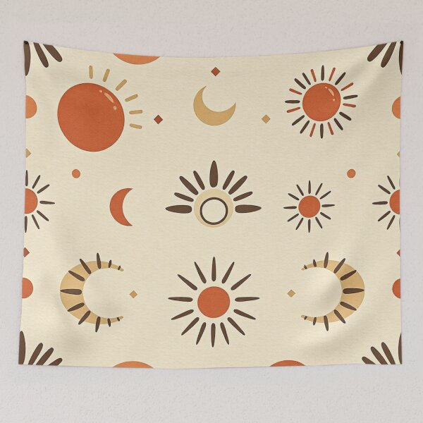 Item preview,  Celestial Sunburst and Moon Phase Earthy Pattern designed and sold by IntelliMindDesigns.