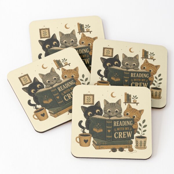 Item preview, Reading With My Crew | Cute Cats Book Lover Graphics  designed and sold by PrintSpire Studios.