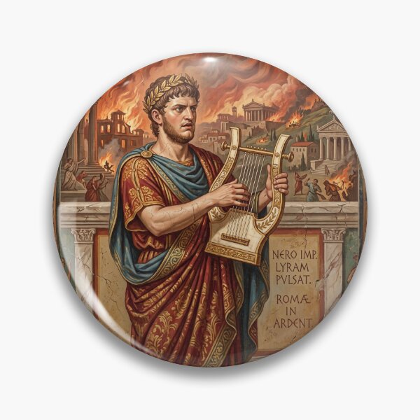 Item preview, The Great Symphony of Ruin: Emperor Nero Playing the Lyre Art Print designed and sold by FreiherrPK.