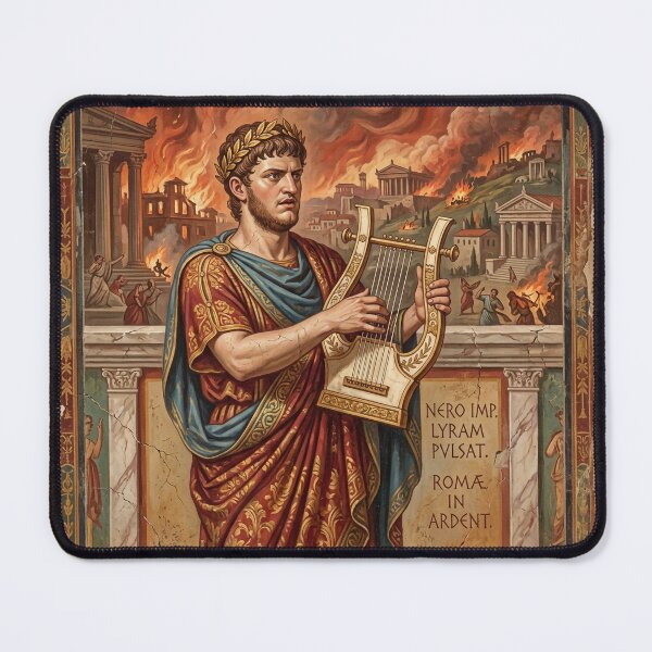 Item preview, The Great Symphony of Ruin: Emperor Nero Playing the Lyre Art Print designed and sold by FreiherrPK.
