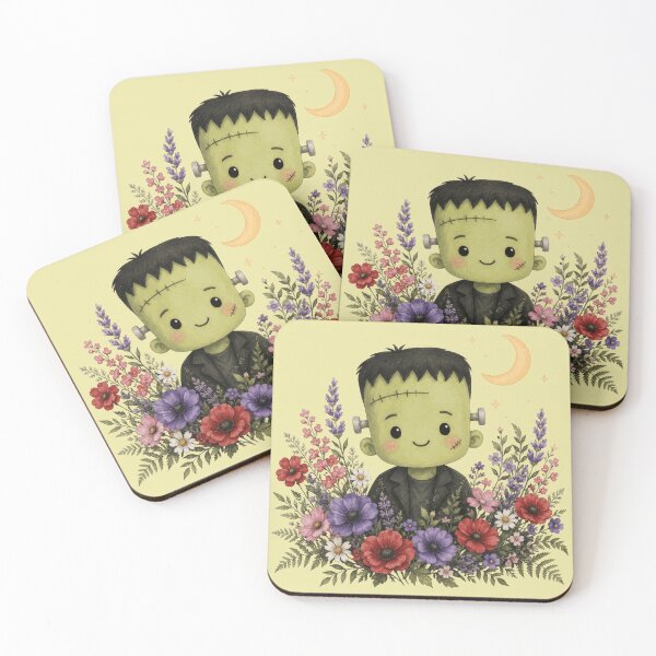 Item preview, Cute Frankenstein Monster with Wildflower Garden Graphics designed and sold by PrintSpire Studios.