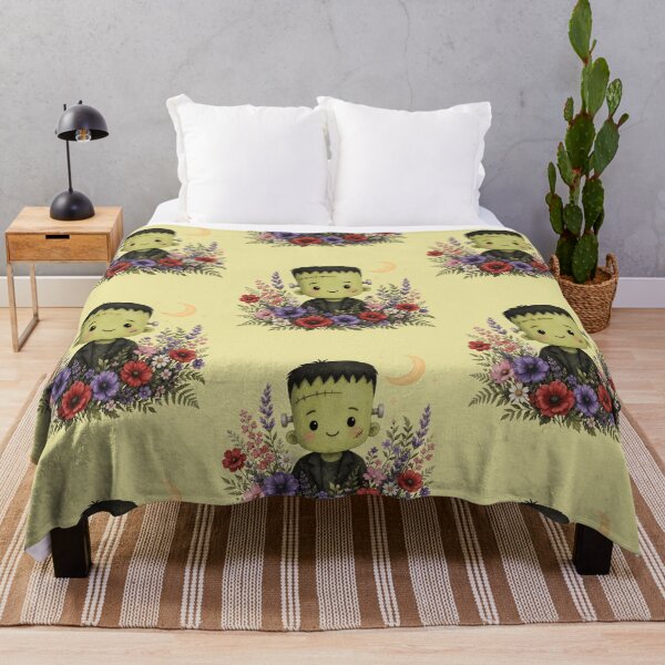 Item preview, Cute Frankenstein Monster with Wildflower Garden Graphics designed and sold by PrintSpire Studios.