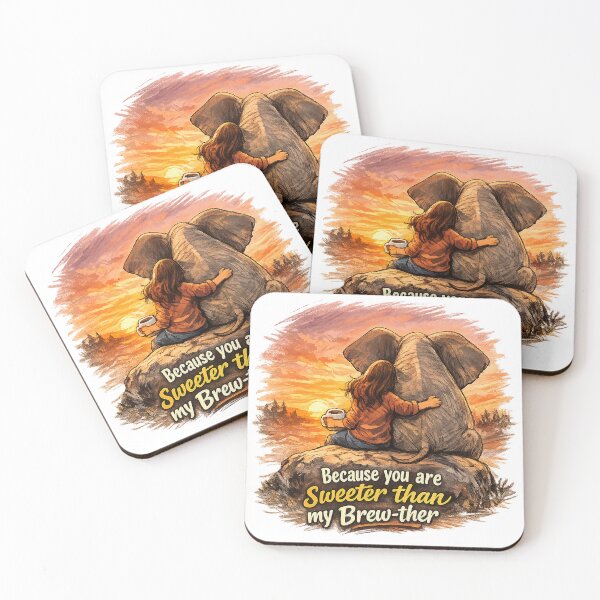 Item preview, Sweeter Than My Brew‑ther – Coffee & Elephant Sunset designed and sold by simplehcity.