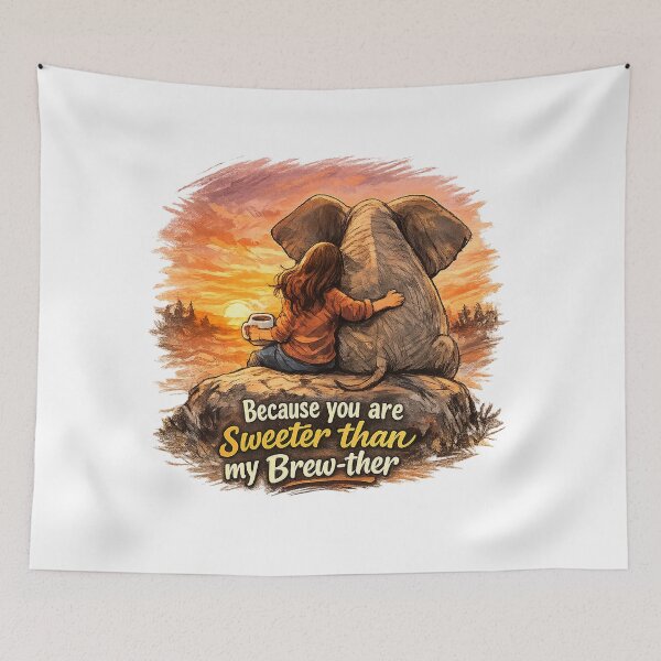 Item preview, Sweeter Than My Brew‑ther – Coffee & Elephant Sunset designed and sold by simplehcity.