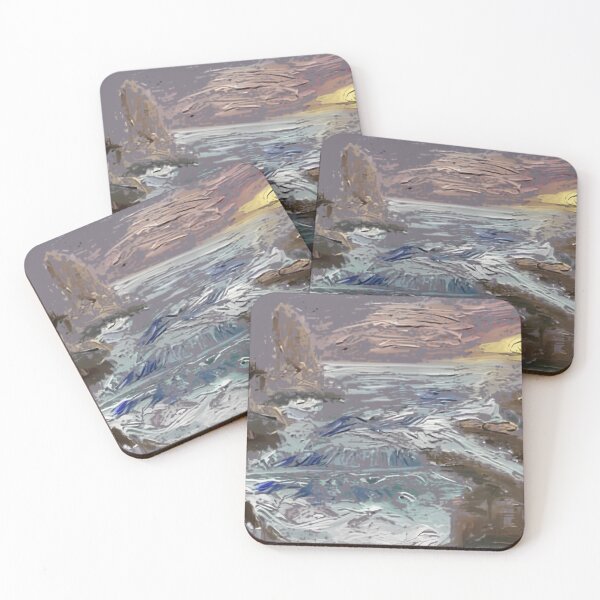Item preview, Rocky Coast Tide Impressionist Seascape Painting designed and sold by VillageOil.