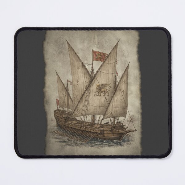 Item preview, The Floating Ledger: 15th-Century Venetian Great Galley Art Print designed and sold by FreiherrPK.